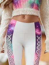 economico -Per donna Leggings Leggings comodi Vacanza Vintage Stile Etnico Lunghezza intera Vita Alta Grafico Sfumatura Stampa Confortevole Elasticizzato Casuale Quotidiano Vacanza Viola Primavera Autunno