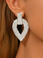 tanie Kolczyki damskie-Damskie błyszczące kolczyki w kształcie łezki z kryształkami – luksusowa biżuteria kryształowa na wieczorne, efektowne imprezy