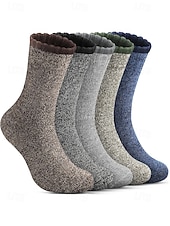 levne Pánské rukavice-Pánské bavlněné termo ponožky - měkké, teplé, 5 párů, ideální na zimu, outdoorové aktivity a jako vánoční dárek