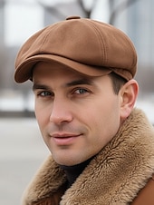 levne Pánské klobouky-Pánská polyesterová plochá čepice - více barev, stylový design, ideální pro běžné i formální nošení, pohodlný střih pro všechna roční období