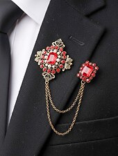 cheap Men's Ties &amp; Bow Ties-Men's Christmas Brooch Set - Elegant Alloy Material with Multi-Colored Gems and Pearls, Festive Chain Design for Suits, Parties and Holiday Occasions