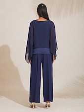  Per donna Pantaloni a Gamba Larga Pantaloni Lunghezza intera Chiffon Micro-elastico Elegante Vacanza Casa Streetwear Casuale Blu scuro Primavera Autunno Interstagionale XS S M