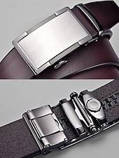 abordables Ceintures pour hommes-Ceinture en cuir pour homme, idéale pour Noël : cuir véritable de qualité supérieure, boucle carrée élégante, ajustable, accessoire de mode festif pour les occasions décontractées ou habillées.