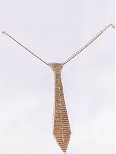 levne Dámský náhrdelník-Dámský náhrdelník s krystaly a kravatou - třpytivý kamínkový přívěsek na krk pro večerní večírky, formální události a okouzlující módní outfity