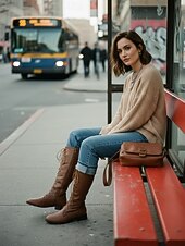 Χαμηλού Κόστους Μπότες μάχης-Γυναικείες μπότες τζιν με κορδόνια - casual ψηλοτάκουνες μπότες για ανοιξιάτικη και φθινοπωρινή μόδα, άνετες και κομψές