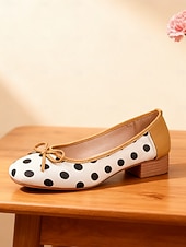 Χαμηλού Κόστους Ημέρα του Αγίου Βαλεντίνου-Γυναικείες μπαλαρίνες με πουά και φιόγκο – χαριτωμένο ρετρό στυλ δεκαετίας του 1950, ιδανικές για casual ντύσιμο, καθημερινές εξόδους και tea parties