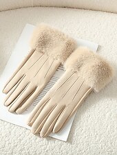 お買い得  レディース手袋-女性用フェイクファー手袋 - 柔らかくて心地よいフェイクレザー素材、複数の色から選択可能、クリスマス、パーティー、アウトドア活動のためのスタイリッシュで暖かい冬のアクセサリー