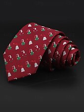 abordables Accessoires de Noël-Cravates de Noël pour hommes – en polyester avec des motifs festifs de bonhommes de neige, de père Noël et de sapins, parfaites pour les fêtes et célébrations de fin d&#039;année.