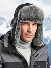 abordables Chapeaux pour hommes-Chapeau trappeur en fausse fourrure pour homme, chaud et élégant, disponible en noir et marron, parfait pour les temps froids et les activités hivernales en extérieur.