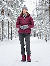cheap Snow &amp; Winter Boots-Women's Burgundy Fur Lined Ankle Boots - Waterproof Winter Snow Shoes with Anti-Slip Rubber Sole, Warm Cozy Footwear for Outdoor and Casual Wear