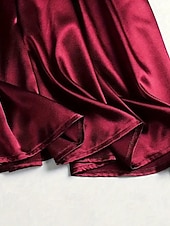 abordables Faldas Formales-Mujer Faldas de satén Moda Maxi Alta cintura Faldas Plano Plisado Microelástico Diario Cita Vino Negro Rosa Verde Oscuro Primavera