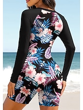 economico Rash Guards Interi-Per donna Standard Top sottomuta Costume da surf intero Costume da bagno Floreale Tropicale Color-blocking Con zip con reggiseno incorporato Imbottitura rimovibile Protezione Solare UV UPF50+ Ultra