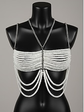 abordables Collier pour femme-Soutien-gorge à chaîne strass pour femme - bijou de poitrine en cristal scintillant pour des soirées audacieuses du Nouvel An et des nuits en boîte de nuit &amp;bals masqués