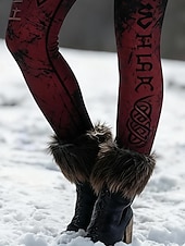 ieftine -Pentru femei Jambiere Colanți confortabili Vacanță Epocă Stilul etnic Lungime totală Talie Înaltă Grafic Imprimare Comfortabil Strech Casual Zilnic În aer liber Roșu Vin Primăvară Toamnă Iarnă Slim