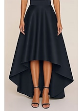 ieftine Pantaloni și fuste de costum-Fustă formați pentru femei croială A pentru nuntă formală invitat la nuntă seară formală satin elegant lungime până la podea