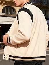 preiswerte Sportjacke-Herren Leichte Jacke Freizeitjacke Collegejacke Outdoor Urlaub Patchwork Tasche Frühling Herbst Farbblock Streetwear Stilvoll Stehkragen Regulär Dunkelgrau Schwarz Wein Marineblau Khaki Jacken