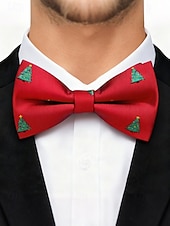 Χαμηλού Κόστους Ανδρικές γραβάτες &amp;amp; παπιγιόν-Χριστουγεννιάτικο παπιγιόν από πολυεστέρα για άνδρες με σχέδια χιονονιφάδας και δέντρου για χριστουγεννιάτικα πάρτι, κόκκινες, πράσινες και μπλε σκούρες επιλογές