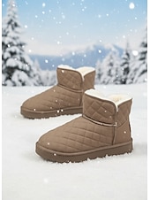 halpa Lumi- ja talvisaappaat-Naisten tikatut vedenpitävät talvikengät turkisvuorilla, lämpimät ja liukumattomat, ihanteelliset lumisille keleille ja ulkoiluun