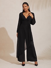 economico Salopette e jumpsuit Donna-tuta asimmetrica con scollo a V profondo e gamba larga
