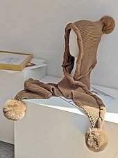 رخيصةأون قبعات نسائية-وشاح نسائي محبوك بغطاء للرأس لعيد الميلاد - مبطن بالصوف المريح، مع تفاصيل بوم بوم، وخيارات متعددة الألوان لأزياء الشتاء، مثالي كهدية في العطلات والأنشطة الخارجية