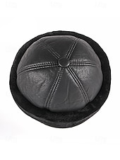 billige Herrehatter-Herre vinterlue med pelsfôr i kunstskinn – varm, stilig og komfortabel for kaldt vær – perfekt for utendørsaktiviteter og hverdagsbruk