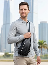 זול תיקים לגברים-תיק עור לגברים, עמיד למים ועמיד, קיבולת גדולה, דוגמת תנין אופנתית לשימוש חיצוני ויומיומי