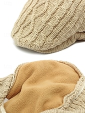 baratos Chapéus Masculinos-Gorro de tricô masculino – forrado com lã para maior aquecimento, diversas cores, design elegante em tricô trançado para atividades ao ar livre no inverno.