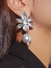 Недорогие Свадьба ACC-женские серьги-подвески из кристаллов и жемчуга — гламурные эффектные серьги-подвески со стразами для вечеринок, свадеб или вечерних мероприятий