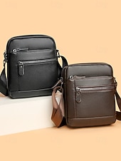 economico Borselli da uomo-borsa a tracolla da uomo in vera pelle – borsa a tracolla nera e marrone con più tasche con cerniera, elegante e resistente per il lavoro e le uscite informali