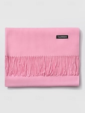 ieftine Accesorii de Crăciun-Eșarfă de Crăciun pentru femei, cu aspect de cașmir, șal de iarnă moale din imitație de cașmir cu ciucuri, eșarfă caldă de culoare uni pentru sărbători, exterior și purtare zilnică