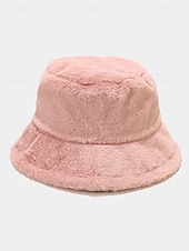 economico Cappelli da donna-Cappello da pescatore natalizio da donna in pelliccia sintetica, morbido e accogliente, disponibile in più colori: regalo perfetto per le feste