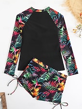 economico Tankini-Costume da bagno da donna tankini a 2 pezzi con pantaloni corti arricciati controlla pancia vita alta schiena scoperta abbigliamento da spiaggia per le vacanze costumi da bagno senza maniche a collo