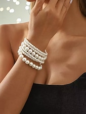 preiswerte Hochzeit ACC-Elegantes, mehrlagiges Perlenarmband für Damen – ein mit Kunstperlen besetztes Hochzeitsaccessoire für Bräute und Brautjungfern&amp;amp;formelle Anlässe