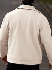 cheap Casual Jackets-Men's Lightweight Jacket Casual Jacket Vacation Daily Breathable Pocket Spring Fall Plain Fashion Classic Lapel Regular Apricot Black Khaki Gray Jacket