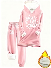 baratos Blusas femininas-Mulheres Diário à moda Conjuntos de duas peças Moletom Conjuntos de calças Manga Longa Com Capuz Gráfico Letra Com Cordão Imprimir Casual Diário Azul Preto Rosa Outono Ajuste Largo