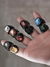 abordables Joyas para hombres-Anillo de titanio para hombre con gema grande de color – disponible en varios colores, diseño elegante para ocasiones informales y formales