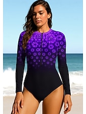 Χαμηλού Κόστους Rash Guards One Pieces-Γυναικεία Rash Guard Dive Skin κοστούμι Προστατευτικά Μαγιό Άνθινο Τροπικό Κουμπώσου UPF50+ Γρήγορο Στέγνωμα Ελαφρύ Μακρυμάνικο Μπλούζα για κολύμβηση Σέρφινγκ Παραλία Θαλάσσια Σπορ Καλοκαίρι
