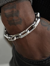 tanie Biżuteria męska-męska bransoletka łańcuszkowa ze stali tytanowej – stylowa, trwała, idealna do noszenia na co dzień i na oficjalne okazje, dostępna w kolorze złotym i srebrnym