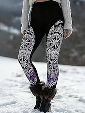  Damen Leggings Gemütliche Leggings Urlaub Vintage Ethno-Stil Volle Länge Hohe Taille Grafik Drucken Bequem Dehnbar Lässig Täglich Outdoor Schwarz Frühling Herbst Winter Schmale Passform