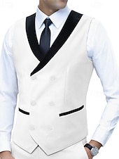 Χαμηλού Κόστους Ανδρικό γιλέκο-Ανδρικά Veste Γιλέκο Gilet Επιχείρηση Διακοπές Πάρτι Μοντέρνα Καθημερινό Άνοιξη Φθινόπωρο Τσέπη Κουμπιά Πολυεστέρας Άνετο Σκέτο Σταυρωτό Λαιμόκοψη V Κανονικό Θαλασσί Μαύρο Λευκό Ρουμπίνι Γιλέκο