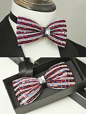 Недорогие Мужские украшения-мужской галстук-бабочка с кристаллами на Рождество, разноцветный, праздничный стиль, с узором из страз и бусин, идеально подходит для праздничных вечеринок и официальных мероприятий