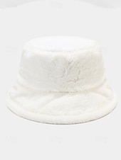 economico Cappelli da donna-Cappello da pescatore natalizio da donna in pelliccia sintetica, morbido e accogliente, disponibile in più colori: regalo perfetto per le feste