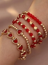 Недорогие Женский браслет-Женский рождественский браслет из бусин с вишневой тематикой, красный и золотой, идеальный подарок на праздник