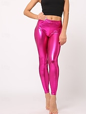 cheap Women's Skinny Pants-Women's Leggings Fashion Streetwear Full Length Medium Waist Plain Pocket Elastic Waist Comfortable High Elasticity Daily Outdoor Vacation Blue Pink Red Green Fall Winter Loose Fit