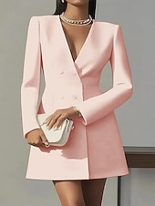 billige Enkel kjole-Dame Mini kjole Svart kjole Tubekjole Elegant Mote Moderne Daglig Kontor Ferie Normal عادي Langermet V-hals Blå Svart Hvit Rosa Vår Høst Vinter