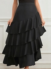 economico Gonne Formali-Per donna Elegante Moda Maxi Vita media Gonne Semplice Arricciato Inelastico Quotidiano Streetwear Vinaccia blu navy Nero Verde Estate