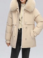 economico Capispalla da donna-Per donna Giacca imbottita Giacca in Pile Cappotto in Pelliccia Sintetica Caldo Confortevole Cerniera Bottoni Collo in Pelliccia Casual Semplice Vacanza Streetwear Abbigliamento quotidiano Uscire