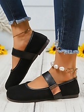 economico Ballerine da donna-scarpe basse larghe da donna in stile mary jane marroni – scarpe a piedi nudi in pelle scamosciata marrone con punta tonda e fibbia, comode calzature basse retrò per l'ufficio e gli outfit casual