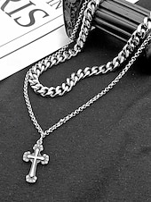 halpa Miesten korut-Miesten titaaniteräksestä valmistettu ketjukaulakoru ristiriipuksella – kestävä ja tyylikäs muotoilu arkeen ja erityistilaisuuksiin