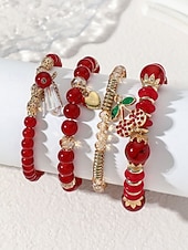 Недорогие Женский браслет-Женский рождественский браслет из бусин с вишневой тематикой, красный и золотой, идеальный подарок на праздник